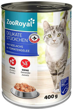 ZooRoyal Delikate St&uuml;ckchen Seelachs Katzen-Nassfutter 12x400g