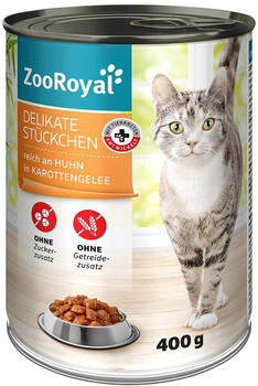 ZooRoyal Delikate St&uuml;ckchen mit H&uuml;hnchen in Karottengelee Katzen-Nassfutter 12x400g