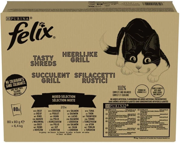 Felix Tasty Shreds in Sauce Gemischte Vielfalt 80x80g