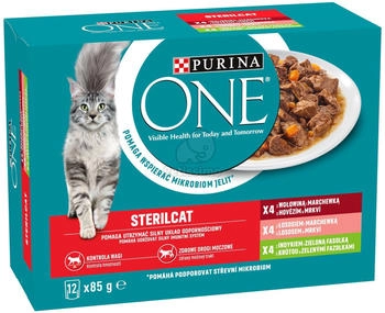 Purina One Sterilcat Rind Lachs Truthahn Gemüse Katzennassfutter 12x85g
