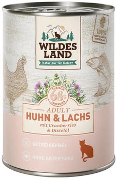 Wildes Land Katzen-Nassfutter Huhn und Lachs mit Distelöl 400 g Wildes Land Katzen-Nassfutter Huhn und Lachs mit Distelöl 400 g