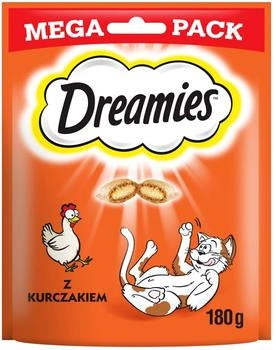 Dreamies Klassiker Katzensnacks mit Huhn Katzenleckerli mit knuspriger Textur und cremiger F&uuml;llung 2 x 180g