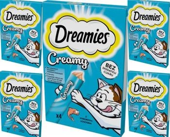 Dreamies Katzenleckerlis Creamy Snacks mit Lachs köstlich cremiger Geschmack 20 Portionsbeutel (5 x 4 x 10g)