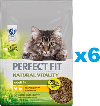Perfect Fit Cat Natural Vitality Adult 1+ Trockenfutter Huhn und Truthahn 6x650g