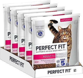 Perfect Fit Adult 1+ Katzen-Trockenfutter Lachs 5x1,4kg