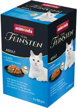 Animonda Katzenfutter nass mit Lachs in Kr&auml;utersauce (6 x 100g) getreidefreies Katzenfutter nass ohne Zucker mit frischen fleischigen Zutaten