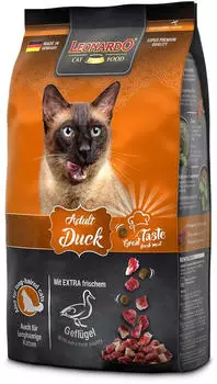 Leonardo LEONARDO Katzenfutter Adult Duck 1,8kg Beutel Gefl&uuml;gel Trockenfutter f&uuml;r ausgewachsene Katzen Aller Rassen ab 1 Jahr leicht verdaulich Made in Germany