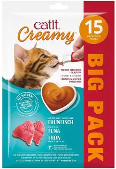 Catit Creamy fl&uuml;ssigkeitsspendende Leckpaste f&uuml;r Katzen mit Thunfisch 15 x 10g