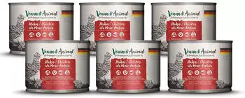 Venandi Animal Premium Katzenfutter Huhn als Monoprotein Nassfutter getreidefrei und naturbelassen 6er Pack (6 x 200g)