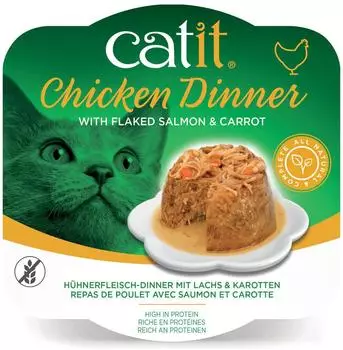 Catit H&uuml;hnerfleisch Dinner Premium Katzennassfutter getreidefrei proteinreich mit Lachs und Karotten Alleinfuttermittel 1er Pack 80g
