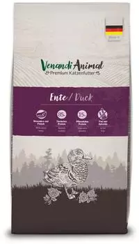 Venandi Animal Premium Trockenfutter f&uuml;r Katzen Ente 1er Pack (1 x 6,5kg) getreidefrei mit viel frischem Fleisch