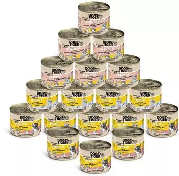 Dogs'n Tiger Dogs’n Tiger Adult Katzenfutter Nassfutter Getreidefrei Schlemmerpaket Huhn Geflügel Lachs Karotte & Kürbis 18x200g