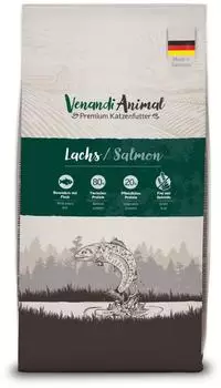 Venandi Animal Premium Trockenfutter f&uuml;r Katzen Lachs 1er Pack (1 x 6,5kg) getreidefrei mit viel frischem Fleisch