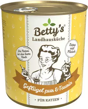 Betty's Landhausküche Katze Adult Geflügel pur mit Taurin Nassfutter 800g