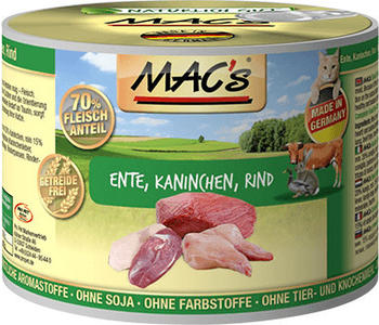 MAC's Tiernahrung MAC's Cat Ente, Kaninchen, Rind 800g