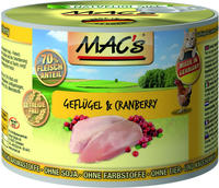 MAC's Cat Fleischmen&uuml; Gefl&uuml;gel, Rind und Cranberry 6x200g, Grundpreis: &euro; 6,24