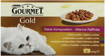 Gourmet Gold Feine Komposition Rind, Ente, Kaninchen & Hochseefisch 48 x 85 g