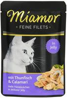 Sparpaket Miamor Feine Filets 24 x 100 g - Thunfisch & Calamari (Katzenfutter),
