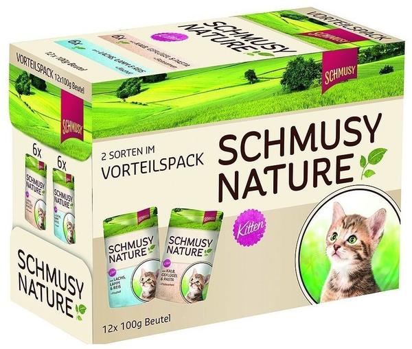 Schmusy Probierpaket Nature Kitten 2 Sorten gemischt 12 x 100 g