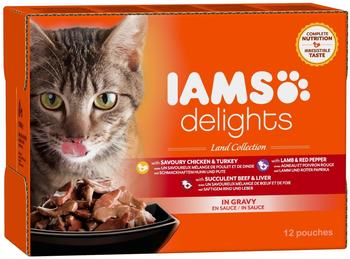 Iams Delights Adult in Sauce Land Mix 12 x 85 g