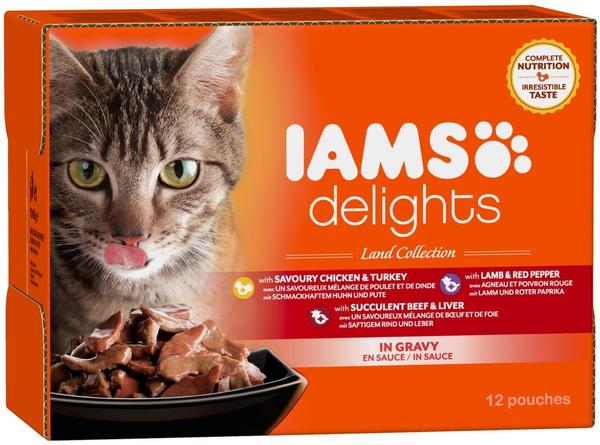 Iams Delights Adult in Sauce Land Mix 12 x 85 g