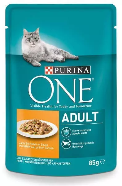 Purina ONE Adult mit Huhn & grünen Bohnen Katzen-Nassfutter 85g