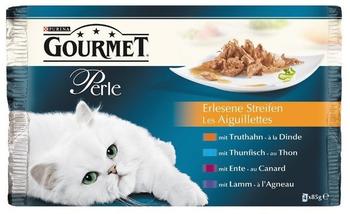 Gourmet Perle Erlesene Streifen Truthahn, Ente, Lamm & Thunfisch 48 x 85 g