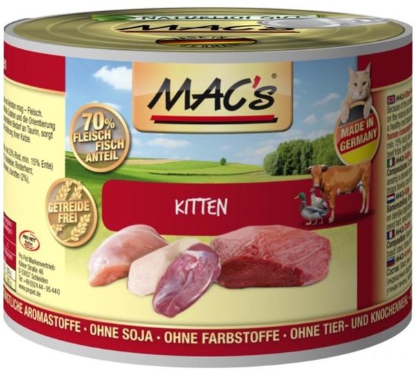 MAC's Tiernahrung MAC's Kitten Pute, Rind & Ente 400g Test TOP Angebote ab  2,39 € (August 2023)