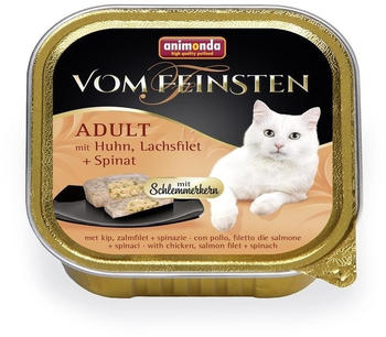 Animonda Vom Feinsten Cat Adult mit Huhn, Lachsfilet & Spinat mit Schlemmerkern (100 g)