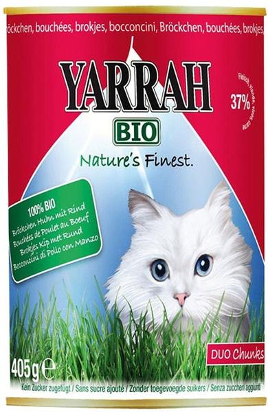 Yarrah Bio-Katzenfutter Bröckchen mit Huhn und Rind 405g