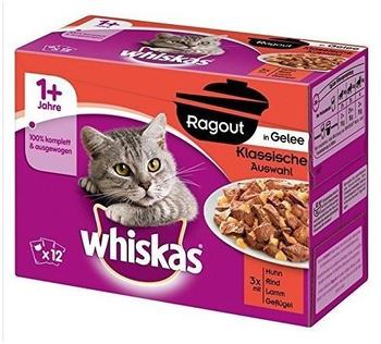 Whiskas Ragout 1 + Katzenfutter, Hochwertiges Nassfutter f&uuml;r gesundes Fell, Feuchtfutter in verschiedenen Geschmacksrichtungen