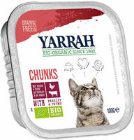 Yarrah Bio Chunks Katzenfutter - Sch&auml;lchen - Huhn & Rind - 16 x 100 g