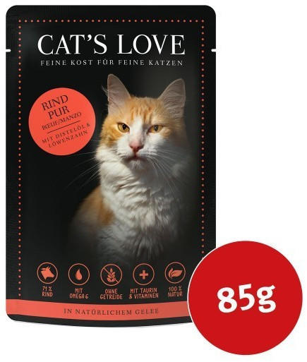 Cat's Love Classic Rind Pur mit Distelöl & Löwenzahn 85g