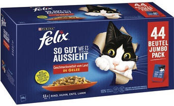 Felix So gut wie es aussieht Katzenfutter Geschmacksvielfalt vom Land in Gelee Multipack