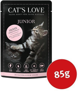 Cat's Love Junior Huhn mit Algenkalk & Distelöl Nassfutter 85g
