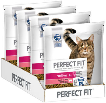 Perfect Fit Cat Active 1+ Trockenfutter reich an Rind 4x 1,4kg