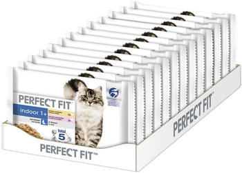 Perfect Fit Katze Portionsbeutel Indoor 1+ mit Huhn und Erbsen und mit Lachs und Karotten 13 x 4 x 85g