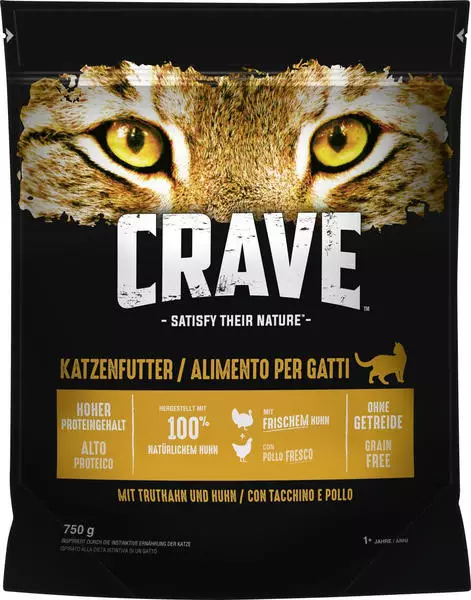 CRAVE Cat Adult mit Truthahn & Huhn Trockenfutter 750g