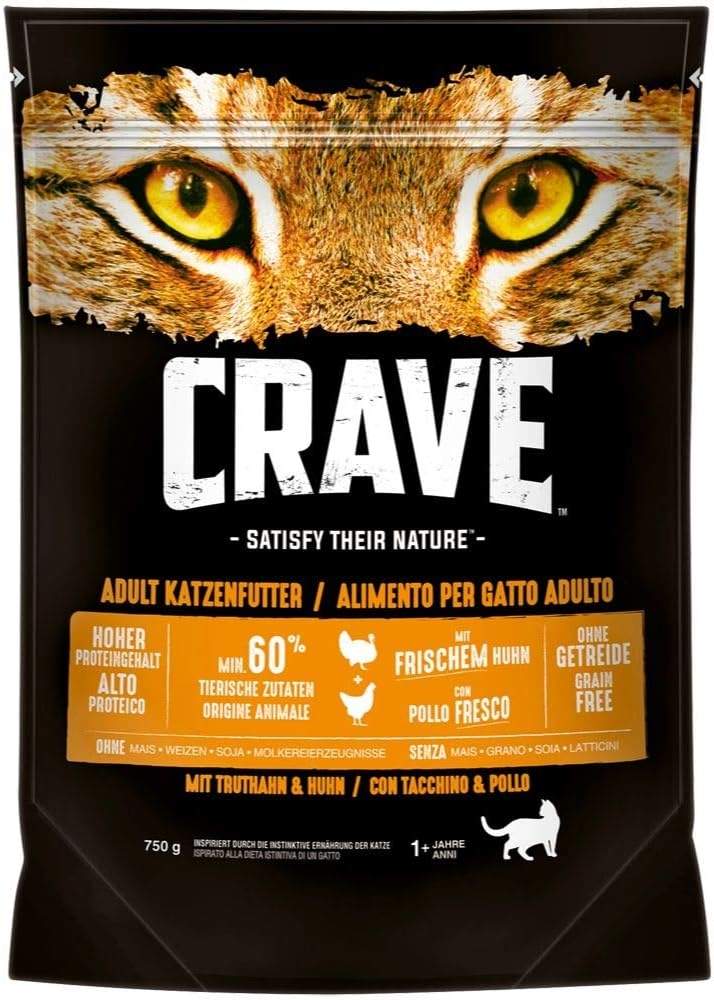 CRAVE Cat Adult mit Truthahn & Huhn Trockenfutter 750g Test Katzenfutter