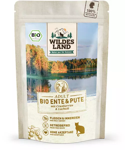 Wildes Land Bio Ente und Pute mit Cranberries und Lachsöl 85g