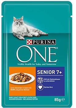 Purina ONE Senior 7+ mit Huhn und grünen Bohnen Katzen-Nassfutter 85g