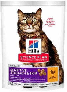 Hill's Feline Science Plan Adult Sensitive Stomach & Skin mit Huhn Trockenfutter 300g
