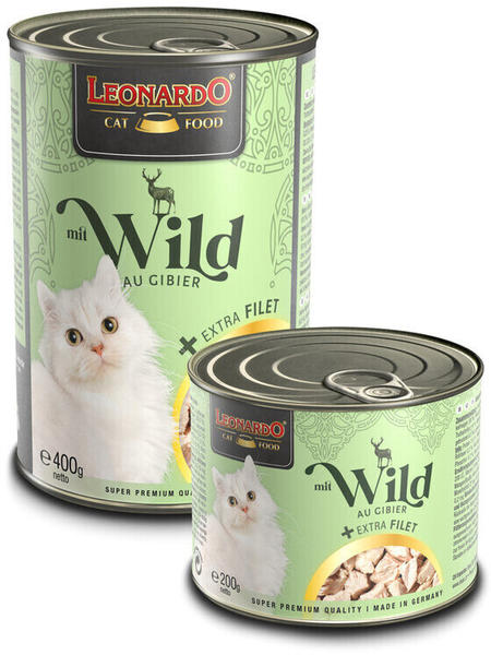 LEONARDO Cat Food mit Wild + extra Filet Katzennassfutter 400g