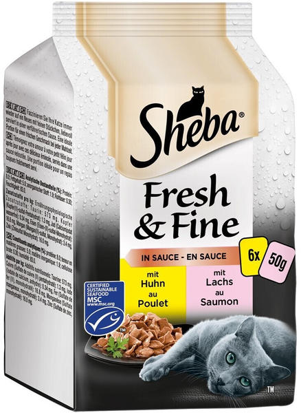 Sheba Fresh & Fine in Sauce mit Huhn und mit Lachs MSC Multipack 6x50g