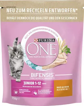 Purina One Bifensis Junior Reich an Huhn Katzen-Trockenfutter 750g Purina One Bifensis Junior Reich an Huhn Katzen-Trockenfutter 750g