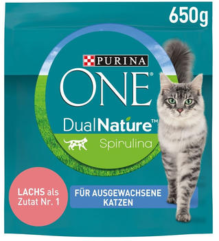 Purina ONE DualNature Sterilized Katze Lachs mit Spirulina Trockenfutter 650g