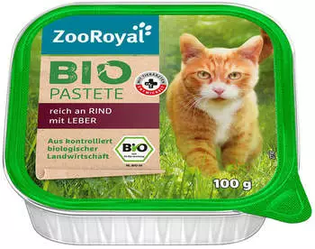 ZooRoyal Bio Pastete reich an Rind mit Leber 100g
