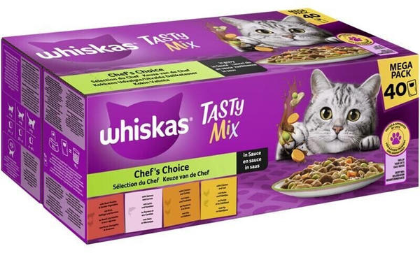 Whiskas TASTY MIX Mega Pack Katze Nassfutter Chef's Choice in Sauce 40x85g