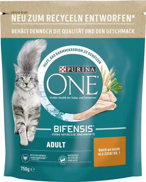 Purina One Bifensis Adult Trockenfutter Huhn & Vollkorngetreide 750g Test  Katzen-Trockenfutter