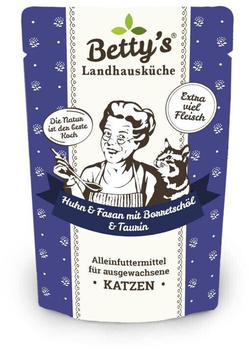 Betty's Landhausküche Frischebeutel Huhn & Fasan mit Borretschöl Katze Nassfutter 100g